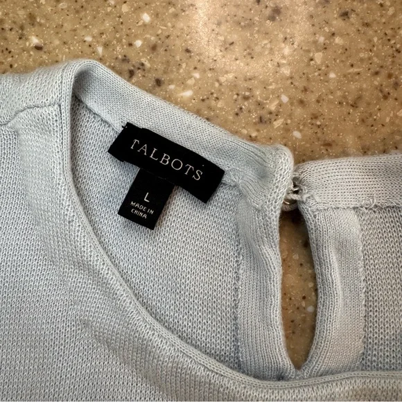 Talbots Soft blue/green Knit Top size Large - Picture 2 of 7